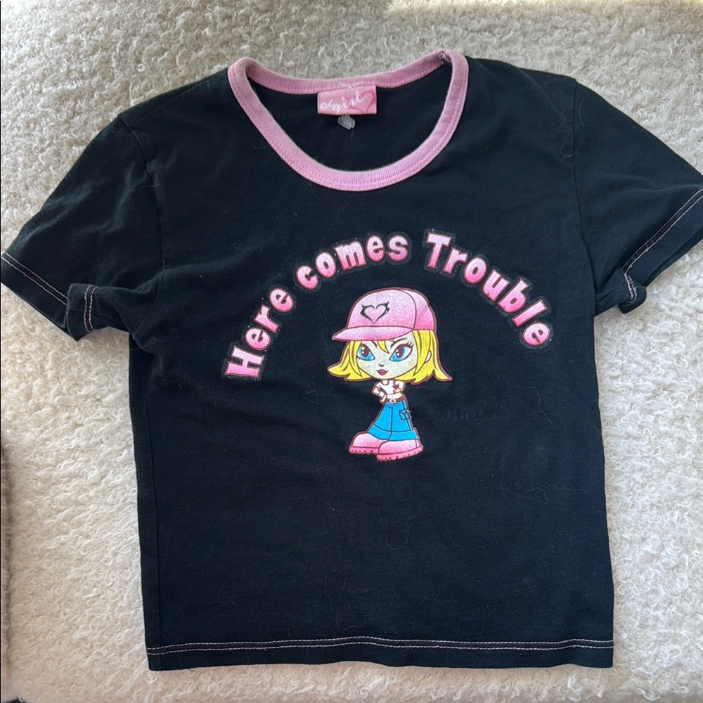Baby Girl Black and Pink Short Sleeve Tee